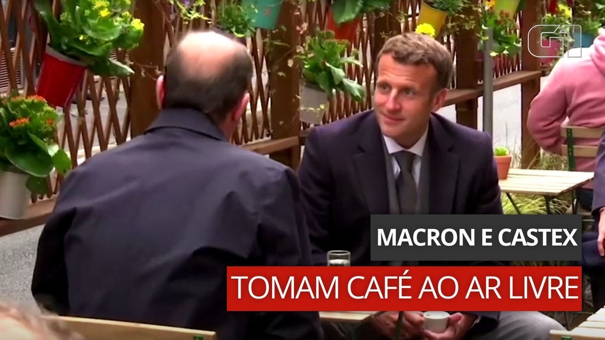 Presidente e premiê da França bebem café na calçada para celebrar reabertura de bares e restaurantes | Mundo