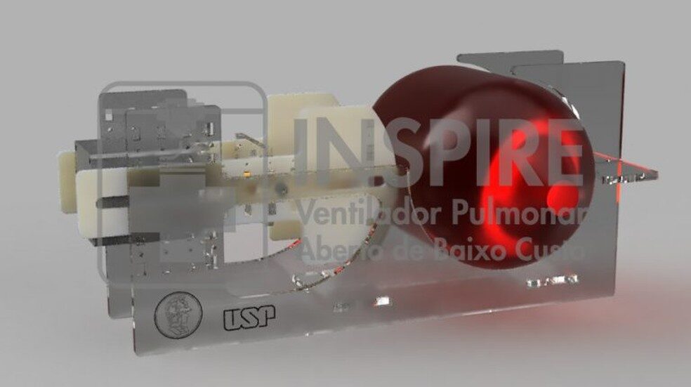 Engenheiros da USP desenvolveram o 'Inspire', ventilador pulmonar para uso em emergências, que pode ser produzido em até duas horas e 15 vezes mais barato  — Foto: Divulgação/Poli-USP